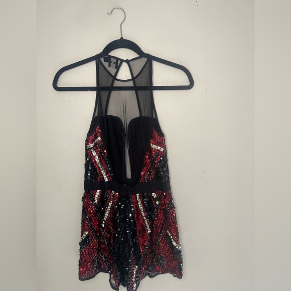 Sequin Red and Black Romper ASOS - Picture 2 of 7